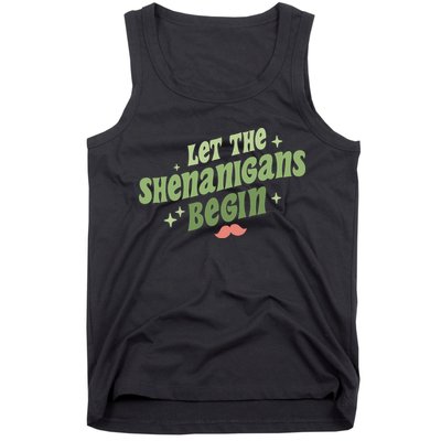 Groovy Let Me Shenanigans Begin Retro St Patrick Day Tank Top