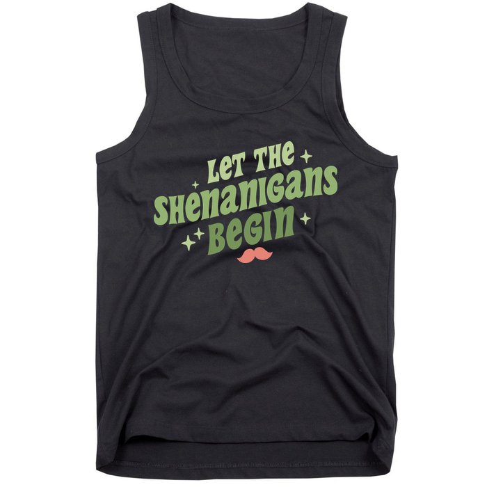 Groovy Let Me Shenanigans Begin Retro St Patrick Day Tank Top