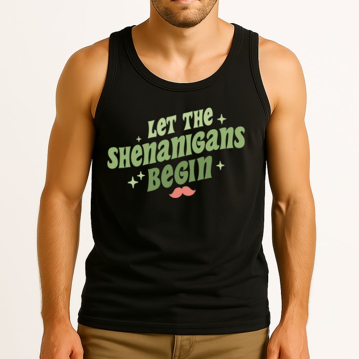Groovy Let Me Shenanigans Begin Retro St Patrick Day Tank Top