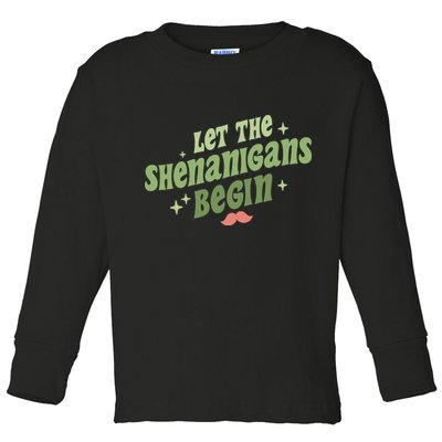 Groovy Let Me Shenanigans Begin Retro St Patrick Day Toddler Long Sleeve Shirt