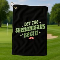 Groovy Let Me Shenanigans Begin Retro St Patrick Day Golf Towel