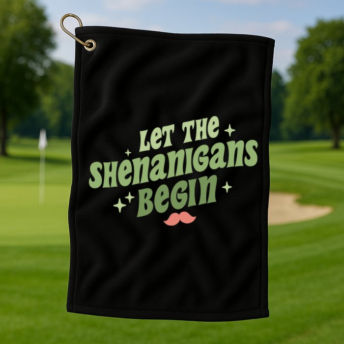 Groovy Let Me Shenanigans Begin Retro St Patrick Day Golf Towel