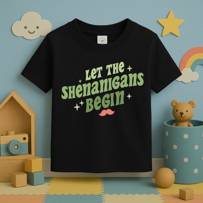 Groovy Let Me Shenanigans Begin Retro St Patrick Day Toddler T-Shirt