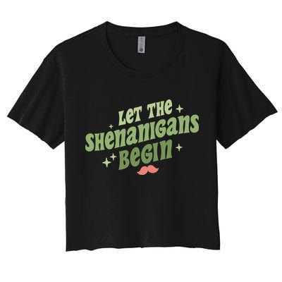 Groovy Let Me Shenanigans Begin Retro St Patrick Day Crop Top