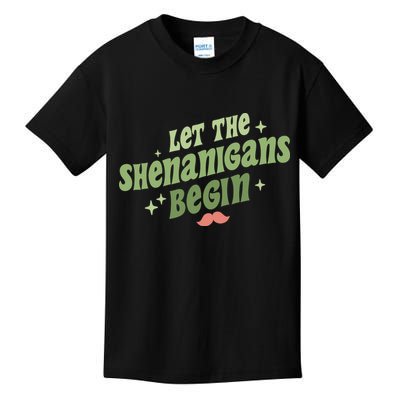 Groovy Let Me Shenanigans Begin Retro St Patrick Day Kids T-Shirt