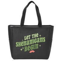 Groovy Let Me Shenanigans Begin Retro St Patrick Day Zip Tote Bag
