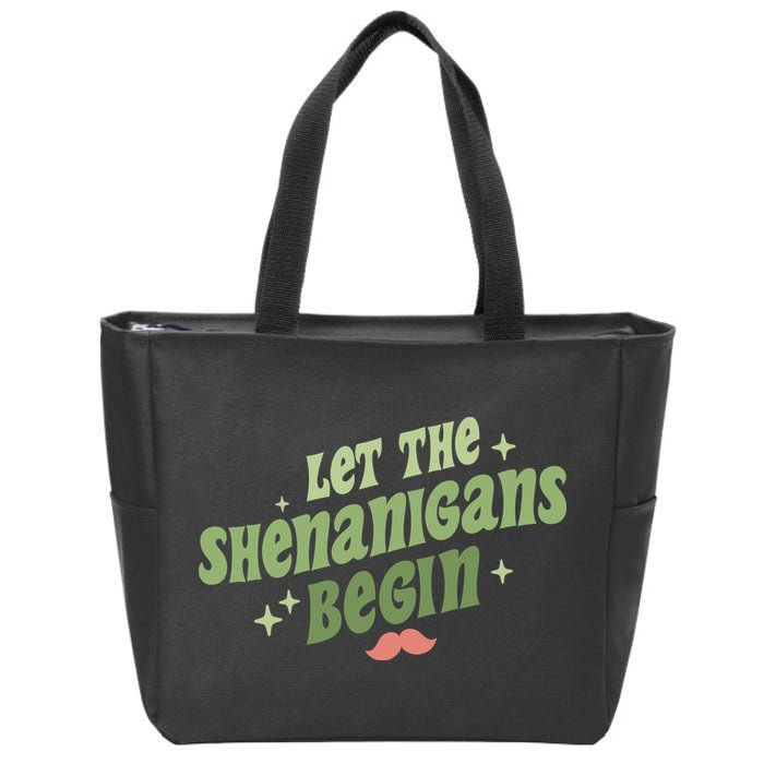 Groovy Let Me Shenanigans Begin Retro St Patrick Day Zip Tote Bag