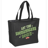 Groovy Let Me Shenanigans Begin Retro St Patrick Day Zip Tote Bag