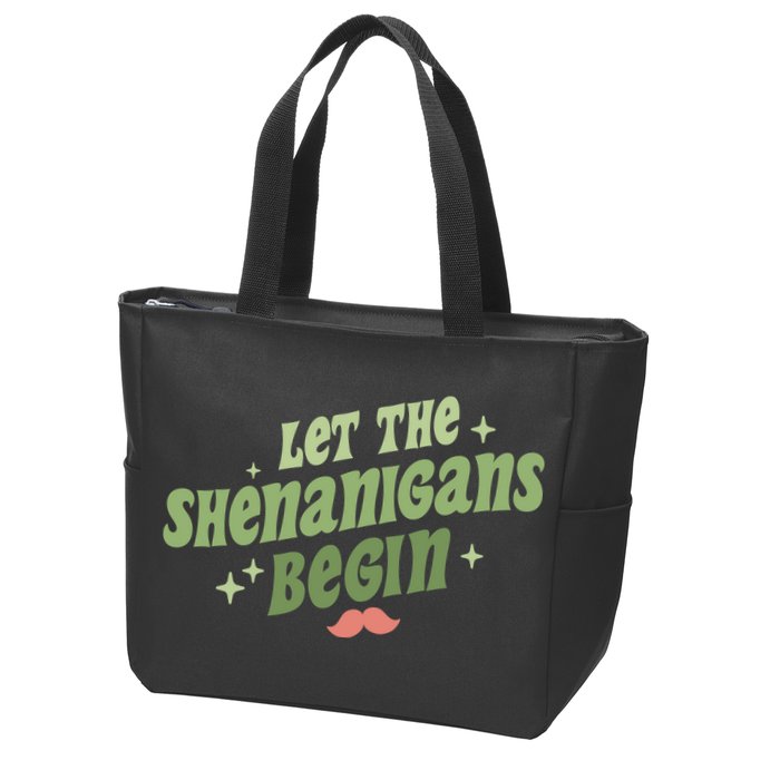 Groovy Let Me Shenanigans Begin Retro St Patrick Day Zip Tote Bag