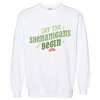 Groovy Let Me Shenanigans Begin Retro St Patrick Day Garment-Dyed Sweatshirt