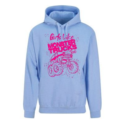 Girl Like Monster Trucks Too | Cool Racers Funny Cars Gift Unisex Surf Hoodie