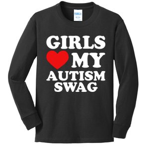 Girl Love My Autism Swag Funny Autistic Boy Gift Awareness Kids Long Sleeve Shirt