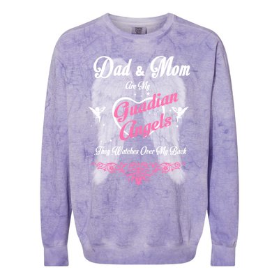 Gift Loss Mom And Dad Memorial Parents In Heaven Funny Gift Colorblast Crewneck Sweatshirt