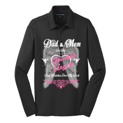 Gift Loss Mom And Dad Memorial Parents In Heaven Funny Gift Silk Touch Performance Long Sleeve Polo