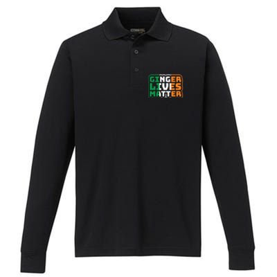 Ginger Lives Matter Funny St Patricks Day Performance Long Sleeve Polo