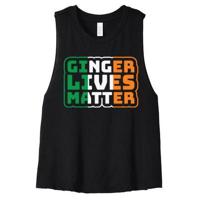 Ginger Lives Matter Funny St Patricks Day Women's Racerback Cropped Tank