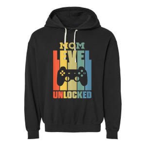 Gamer Lover Mom Level Unlocked Mother's Day Garment-Dyed Fleece Hoodie