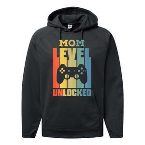 Gamer Lover Mom Level Unlocked Mother's Day Performance Fleece Hoodie