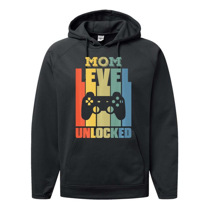 Gamer Lover Mom Level Unlocked Mother's Day Performance Fleece Hoodie