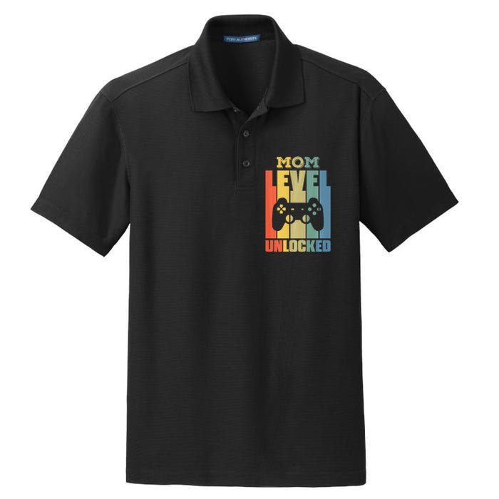 Gamer Lover Mom Level Unlocked Mother's Day Dry Zone Grid Polo