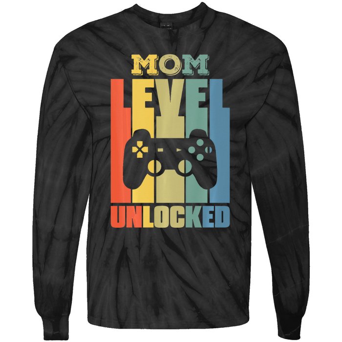 Gamer Lover Mom Level Unlocked Mother's Day Tie-Dye Long Sleeve Shirt