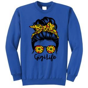 Gigi Life Messy Bun Hair Funny Sunflower Gigi Gift Tall Sweatshirt