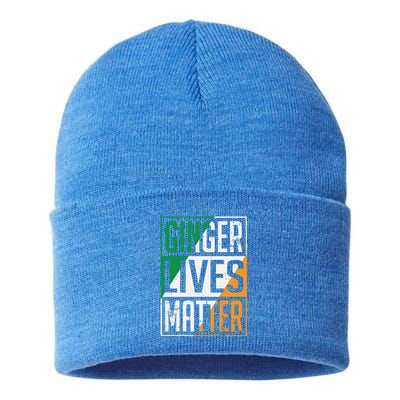 Ginger Lives Matter Irish Flag St Patricks Day Redhead Gift Sustainable Knit Beanie