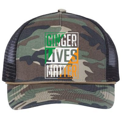 Ginger Lives Matter Irish Flag St Patricks Day Redhead Gift Retro Rope Trucker Hat Cap