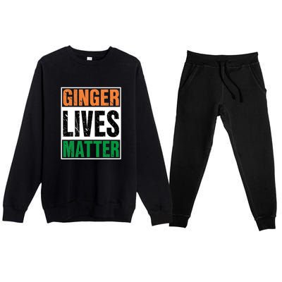 Ginger Lives Matter St. Patrick Day Drinking Ireland Flag Premium Crewneck Sweatsuit Set