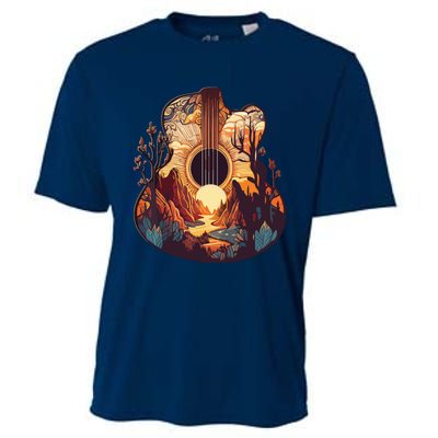 Guitar Landscape Music Lover Acoustic Guitar Player Graphic Cooling Performance Crew T-Shirt