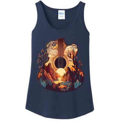 Guitar Landscape Music Lover Acoustic Guitar Player Graphic Ladies Essential Tank