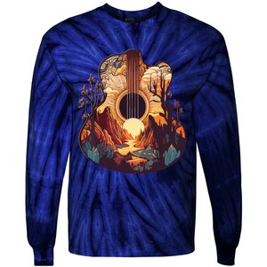 Guitar Landscape Music Lover Acoustic Guitar Player Graphic Tie-Dye Long Sleeve Shirt