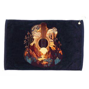 Guitar Landscape Music Lover Acoustic Guitar Player Graphic Grommeted Golf Towel