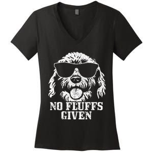 Goldendoodle Labradoodle No Fluffs The Dood Funny Doodle Dog Women's V-Neck T-Shirt