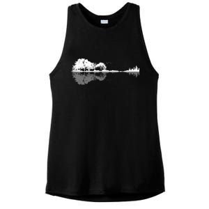 Guitar Lake Nature Wilderness Graphic Ladies PosiCharge Tri-Blend Wicking Tank