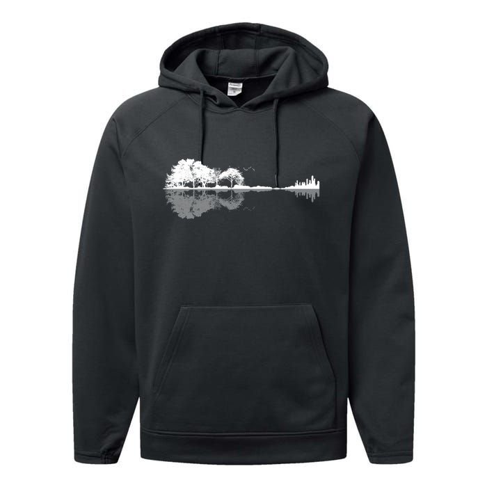 Guitar Lake Nature Wilderness Graphic Performance Fleece Hoodie