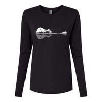 Guitar Lake Nature Wilderness Graphic Womens Cotton Relaxed Long Sleeve T-Shirt