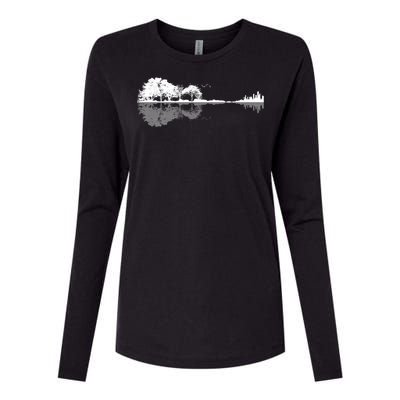 Guitar Lake Nature Wilderness Graphic Womens Cotton Relaxed Long Sleeve T-Shirt