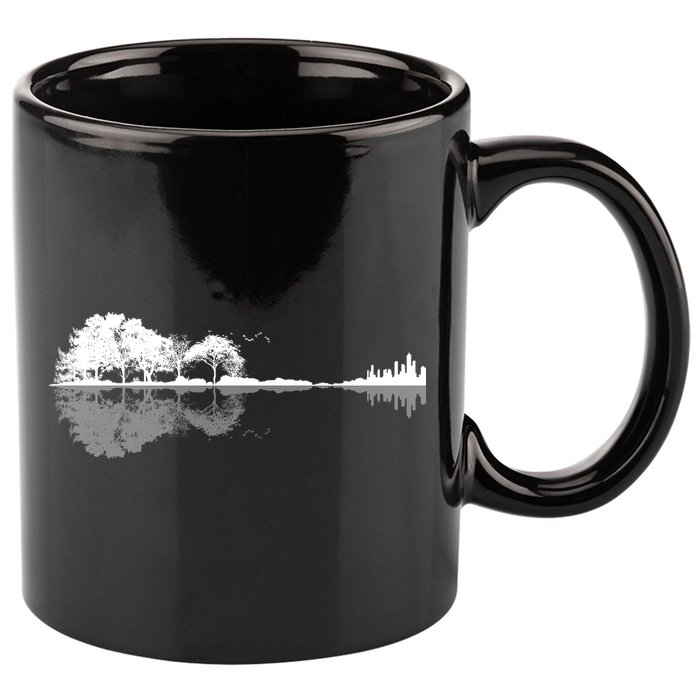Guitar Lake Nature Wilderness Graphic 11oz C Handle Ceramic Mug