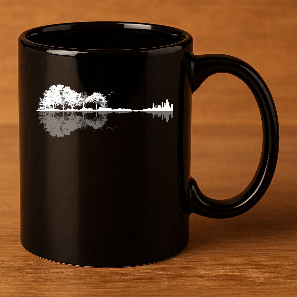 Guitar Lake Nature Wilderness Graphic 11oz C Handle Ceramic Mug