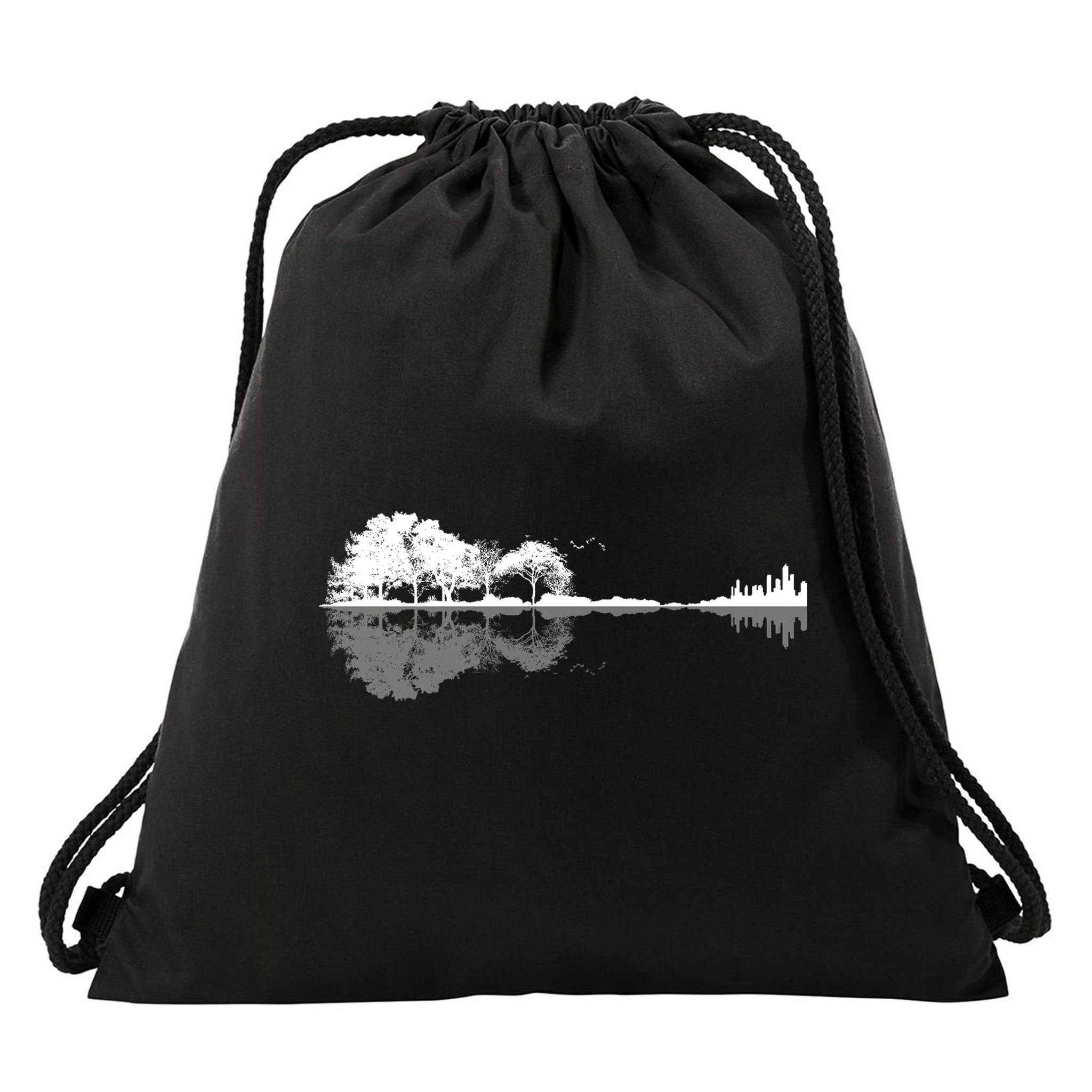Guitar Lake Nature Wilderness Graphic Drawstring Bag