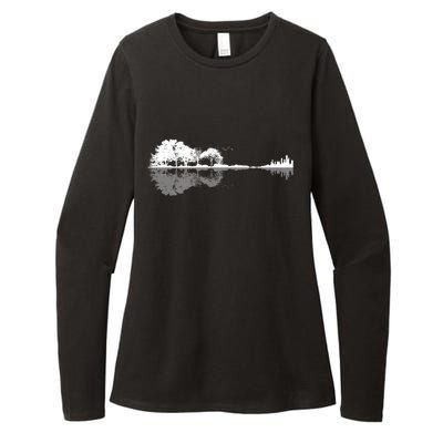 Guitar Lake Nature Wilderness Graphic Womens CVC Long Sleeve Shirt