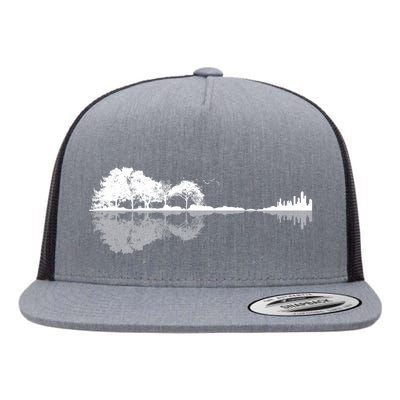 Guitar Lake Nature Wilderness Graphic Flat Bill Trucker Hat