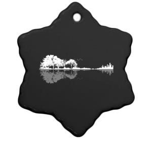 Guitar Lake Nature Wilderness Graphic Ceramic Star Ornament