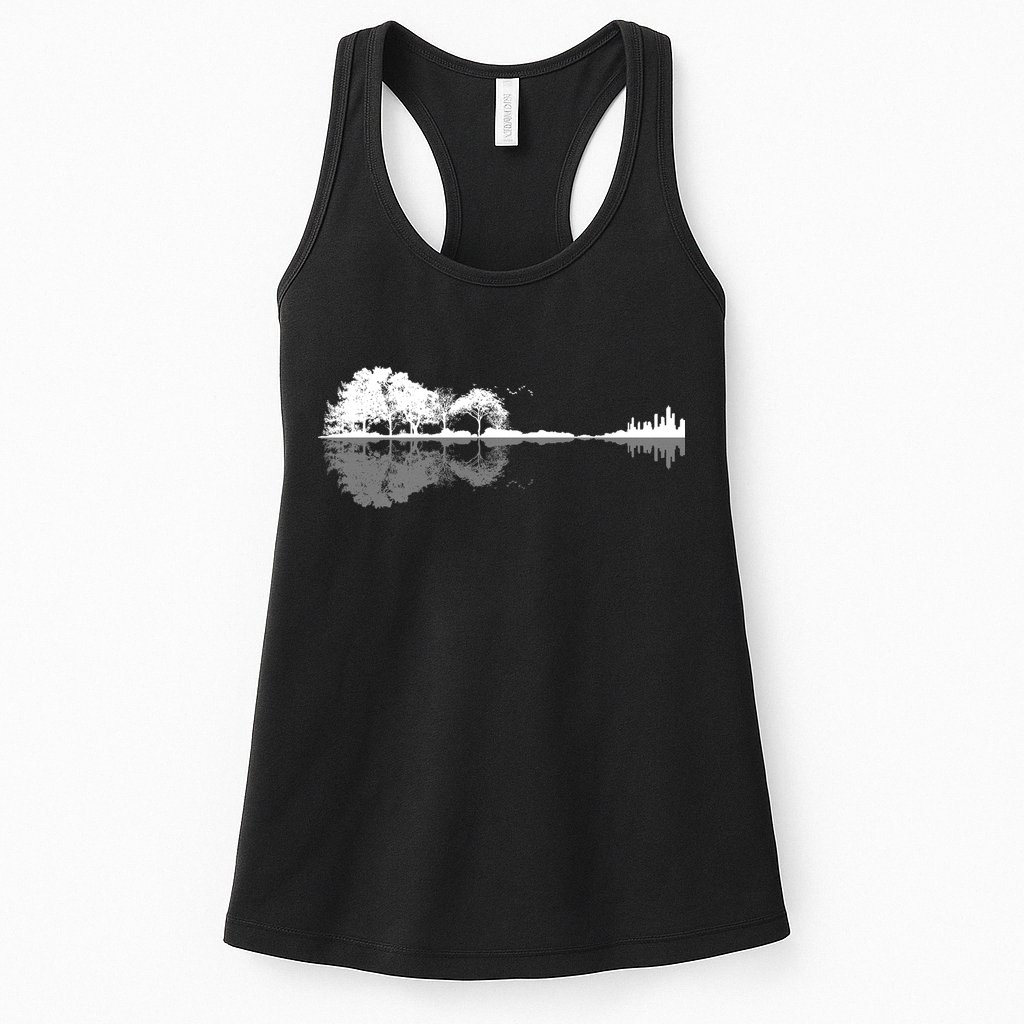 Guitar Lake Nature Wilderness Graphic Womens Tank Top