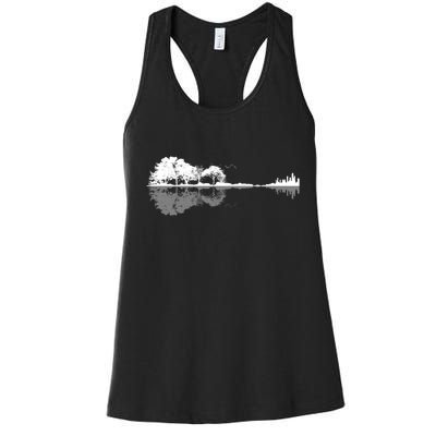 Guitar Lake Nature Wilderness Graphic Women's Racerback Tank