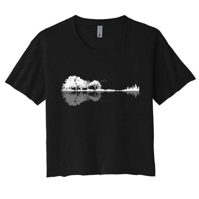 Guitar Lake Nature Wilderness Graphic Women's Crop Top Tee