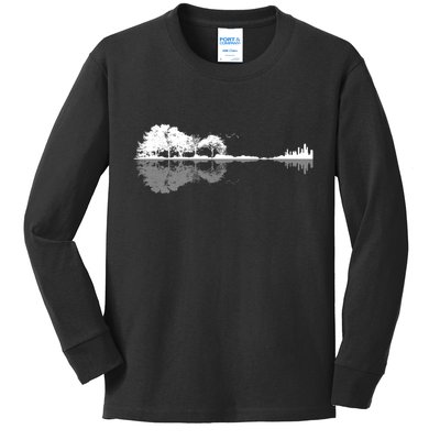 Guitar Lake Nature Wilderness Graphic Kids Long Sleeve Shirt