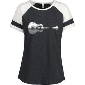 Guitar Lake Nature Wilderness Graphic Enza Ladies Jersey Colorblock Tee