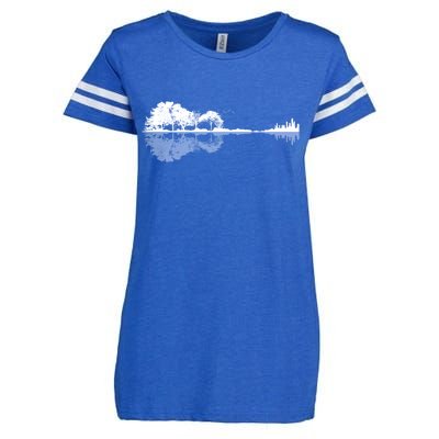 Guitar Lake Nature Wilderness Graphic Enza Ladies Jersey Football T-Shirt